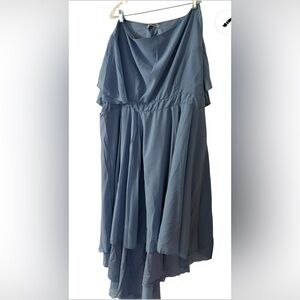 nwt- Ruffles Sleeves Elastic Waist Periwinkle Chiffon Wedding Cocktail Dress